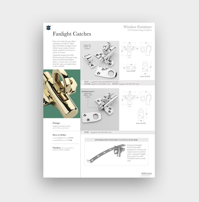 WF4 - Fanlight Catches & Stays (for bottom hung windows)
